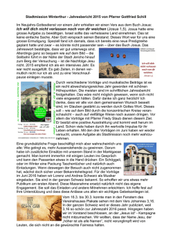 Jahresbericht des Pfarrers