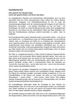 Haushaltsrede 2015 - beim FDP Ortsverband Alpen