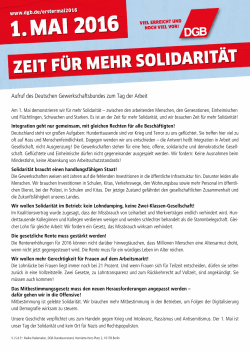 DGB-Aufruf zum Tag der Arbeit 2016: Zeit für mehr Solidarität!