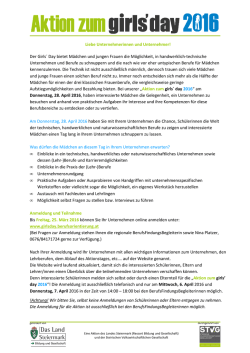 Informationsblatt Unternehmen Aktion zum GD 2016