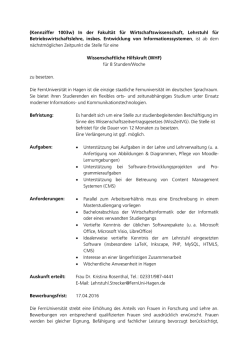 FernUniversit&auml;t Hagen - Fakult&auml;t f&uuml;r Informatik