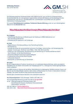 Hochbautechnikerinnen/Hochbautechniker f&uuml;r die Zentrale