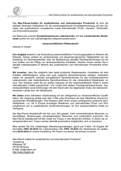 eine/n wissenschaftliche/n Referenten/in - Max-Planck
