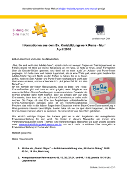 Newsletter April 2016 - Evangelisches Kreisbildungswerk Rems-Murr