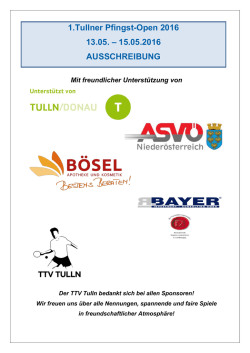 Ausschreibung Tulln Pfingst Open Mai/2016