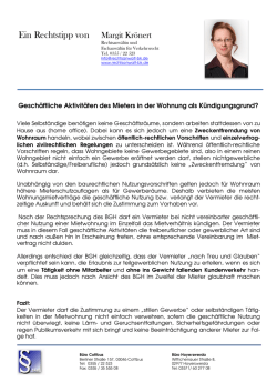 Ein Rechtstipp von Margit Kr&ouml;nert - Bandmann & Kr&ouml;nert Partnerschaft