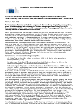 Staatliche Beihilfen: Kommission leitet eingehende