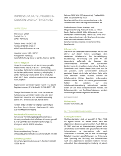 impressum, nutzungsbedin- gungen und datenschutz