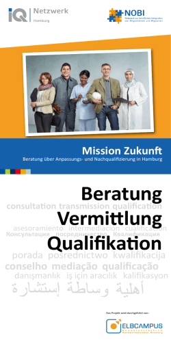 Beratung Vermittlung Qualifikation - Mission Zukunft