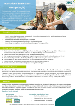 International Senior Sales Manager (m/w)