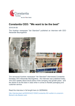 Constantia CEO: "We want to be the best"