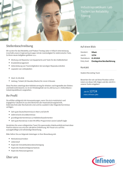 Industriepraktikum: Lab Technician Reliability Testing