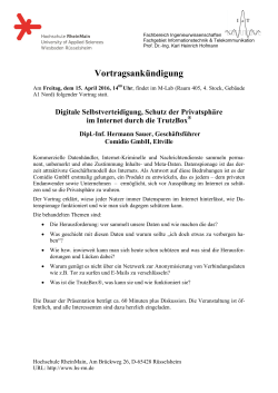 Vortragsankündigung - Hochschule RheinMain