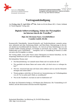 Vortragsankündigung - Hochschule RheinMain