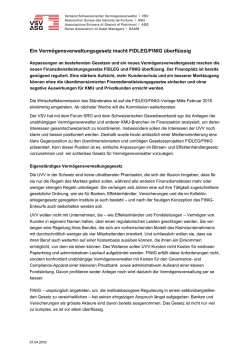 Ein Vermögensverwaltungsgesetz macht FIDLEG/FINIG