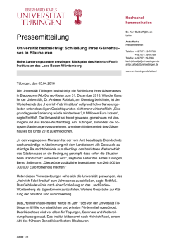 Pressemitteilung - Universit&auml;t T&uuml;bingen