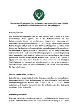 Hinweise des DJV zu den Urteilen des Bundesverwaltungsgerichts
