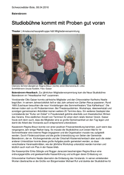 Studiobühne kommt mit Proben gut voran Studiobühne kommt mit