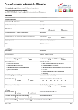 Personalfragebogen festangestellte Mitarbeiter
