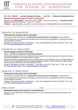 die Termine in 2016 - Kloster St. Marienthal