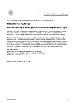 Mit leichter Hand auf Seide Neue Ausstellung in der Magistrale des