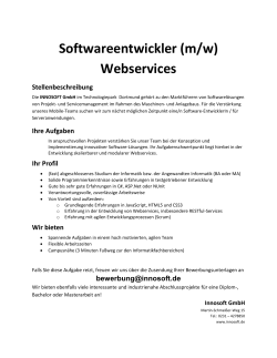 Softwareentwickler (m/w) Webservices