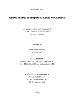 Neural control of cooperative hand movements - ETH E