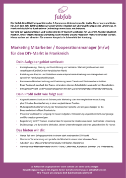 Marketing Mitarbeiter / Kooperationsmanager (m/w) für