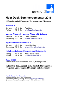 Help Desk Sommersemester 2016