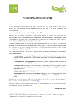 Neue Roaming Raten in Europa