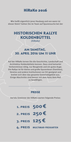 Ablauf und Anmeldung der Historischen Rallye Koldenbüttel (HiRaKo)
