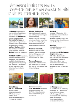 LOM®-Ferienkurs am Canal du Midi 17. bis 23. September 2016