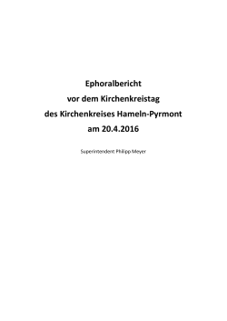 Ephoralbericht 2016 - Kirchenkreistag - Kirchenkreis Hameln