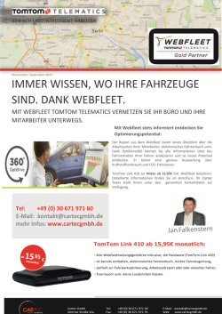 IMMER WISSEN, WO IHRE FAHRZEUGE SIND. DANK WEBFLEET.