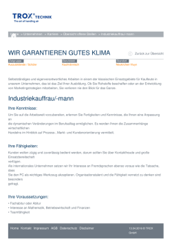 Industriekauffrau/-mann WIR GARANTIEREN GUTES