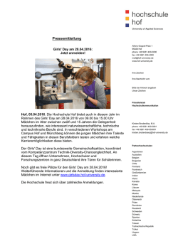 Hochschule Hof - Girls` Day 2016