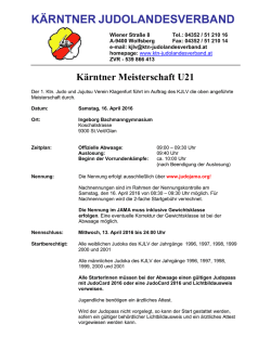 Kärntner Meisterschaft U21 - JUDO Landesverband Kärnten