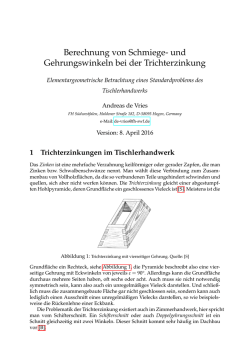 Berechnung von Schmiege- und Gehrungswinkeln bei der