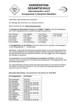 Einladung zum Elternsprechtag - Hardenstein