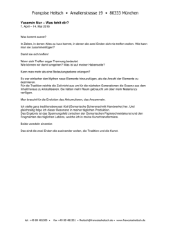 Pressetext Yasemin Nur, Was fehlt dir
