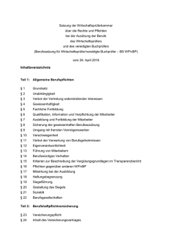 Inhaltsverzeichnis - Wirtschaftspr&uuml;ferkammer