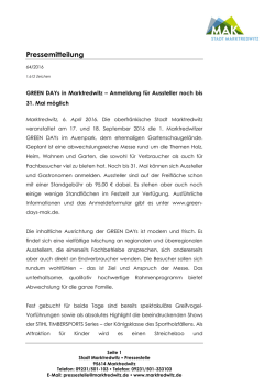 Pressemitteilung - der Stadt Marktredwitz