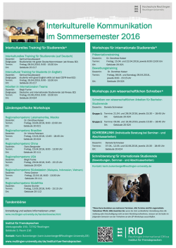 Interkulturelle Kommunikation im Sommersemester 2016