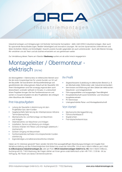 Montageleiter / Obermonteur - elektrisch (m/w)
