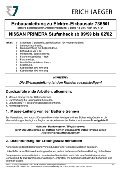 Einbauanleitung zu Elektro-Einbausatz 736561 NISSAN PRIMERA