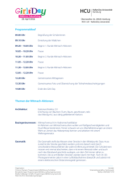 Programmablauf Themen der Mitmach-Aktionen