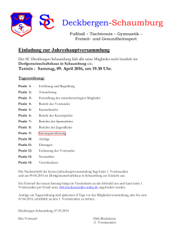 Einladung JHV 2016 - beim SC Deckbergen Schaumburg