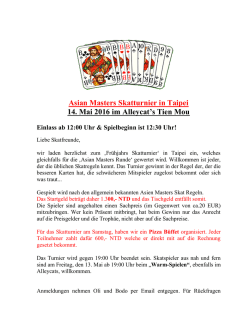Informationen zum Skatturnier am 14.05.2016
