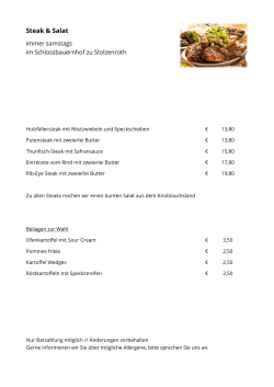 Steak-Karte 2016 - Schlossbauernhof zu Stolzenroth