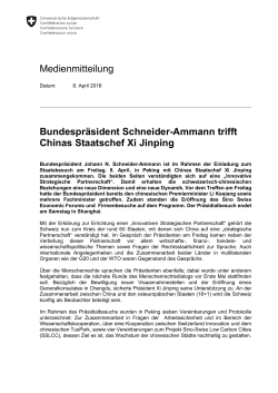 Bundespräsident Schneider-Ammann trifft Chinas